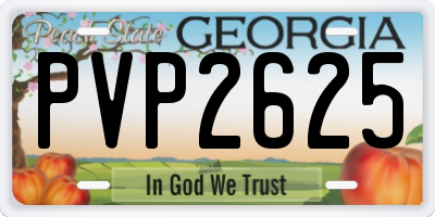 GA license plate PVP2625