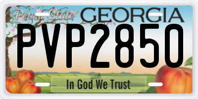 GA license plate PVP2850