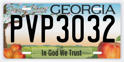 GA license plate PVP3032