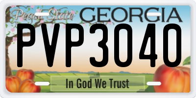 GA license plate PVP3040