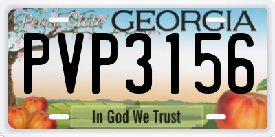 GA license plate PVP3156