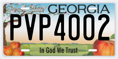 GA license plate PVP4002