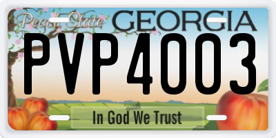 GA license plate PVP4003