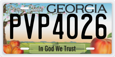 GA license plate PVP4026