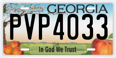 GA license plate PVP4033