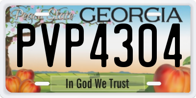 GA license plate PVP4304