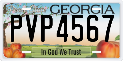 GA license plate PVP4567