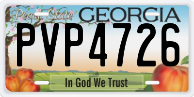 GA license plate PVP4726