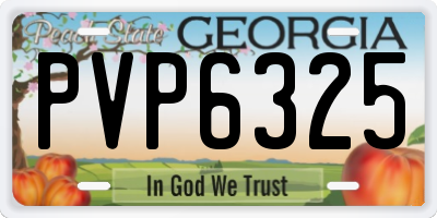 GA license plate PVP6325