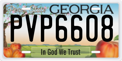 GA license plate PVP6608