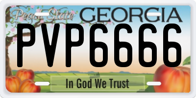 GA license plate PVP6666