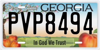 GA license plate PVP8494