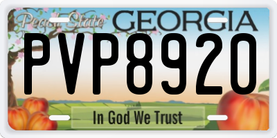 GA license plate PVP8920