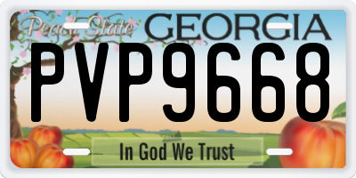 GA license plate PVP9668