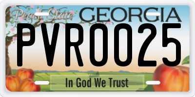 GA license plate PVR0025