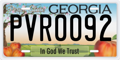 GA license plate PVR0092