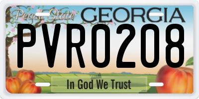 GA license plate PVR0208