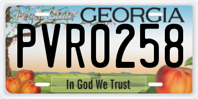 GA license plate PVR0258