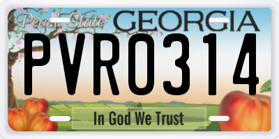 GA license plate PVR0314
