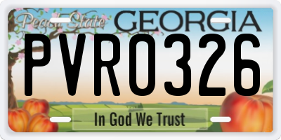 GA license plate PVR0326