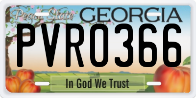 GA license plate PVR0366