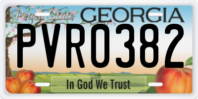 GA license plate PVR0382