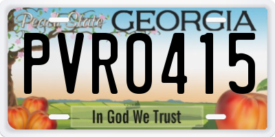 GA license plate PVR0415