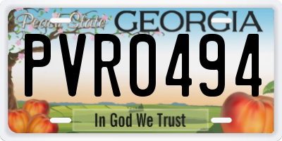 GA license plate PVR0494
