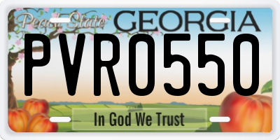 GA license plate PVR0550