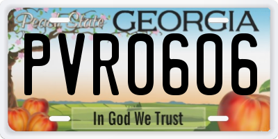 GA license plate PVR0606