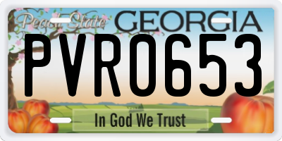 GA license plate PVR0653