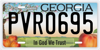 GA license plate PVR0695
