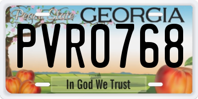 GA license plate PVR0768