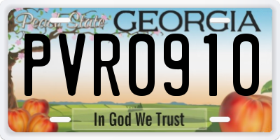 GA license plate PVR0910