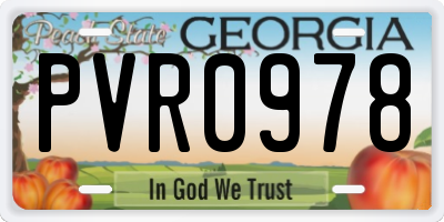 GA license plate PVR0978