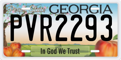 GA license plate PVR2293