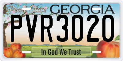 GA license plate PVR3020