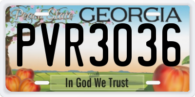 GA license plate PVR3036
