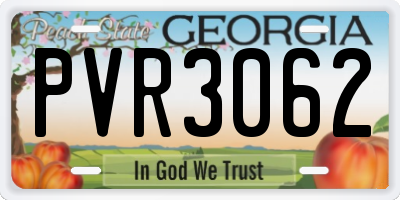 GA license plate PVR3062