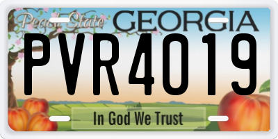 GA license plate PVR4019