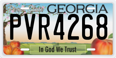 GA license plate PVR4268