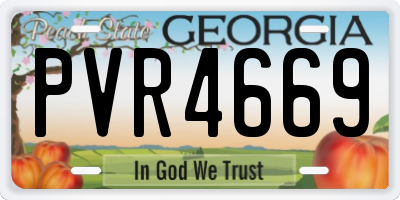 GA license plate PVR4669