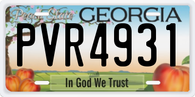 GA license plate PVR4931