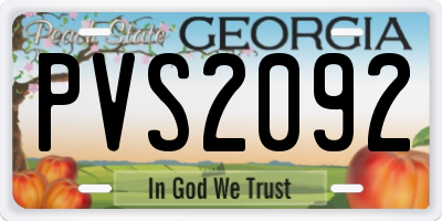 GA license plate PVS2092