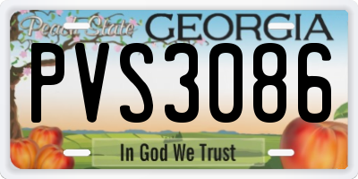 GA license plate PVS3086