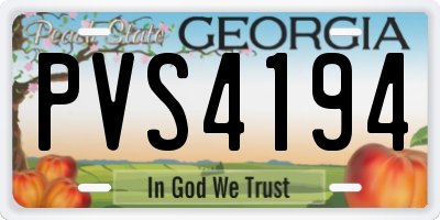 GA license plate PVS4194
