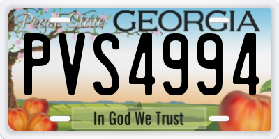 GA license plate PVS4994