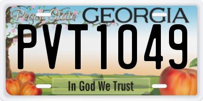 GA license plate PVT1049