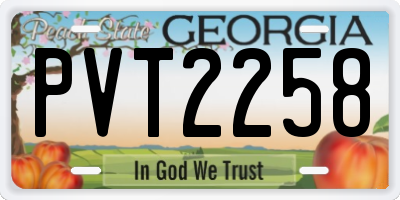 GA license plate PVT2258