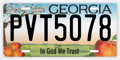 GA license plate PVT5078